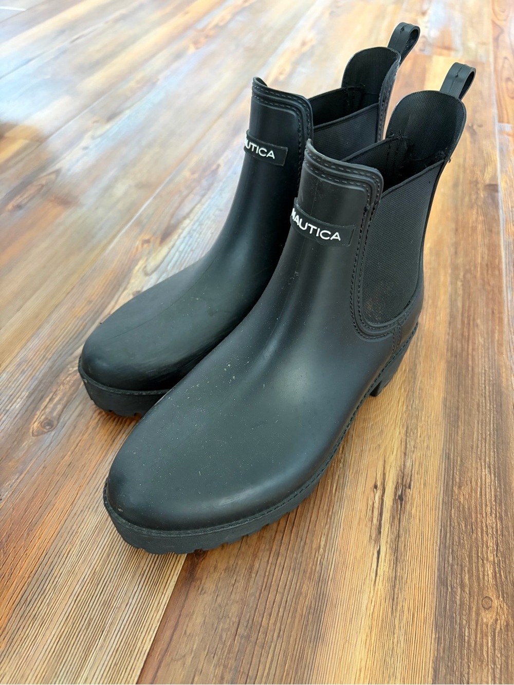 Nautica Black Chelsea Waterproof Rain Ankle Boots